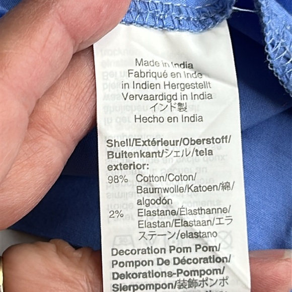 J. CREW SQUARE NECK BLUE SQUARE NECK WITH POM POMS MADE IN INDIA SZ 00 - Picture 10 of 15